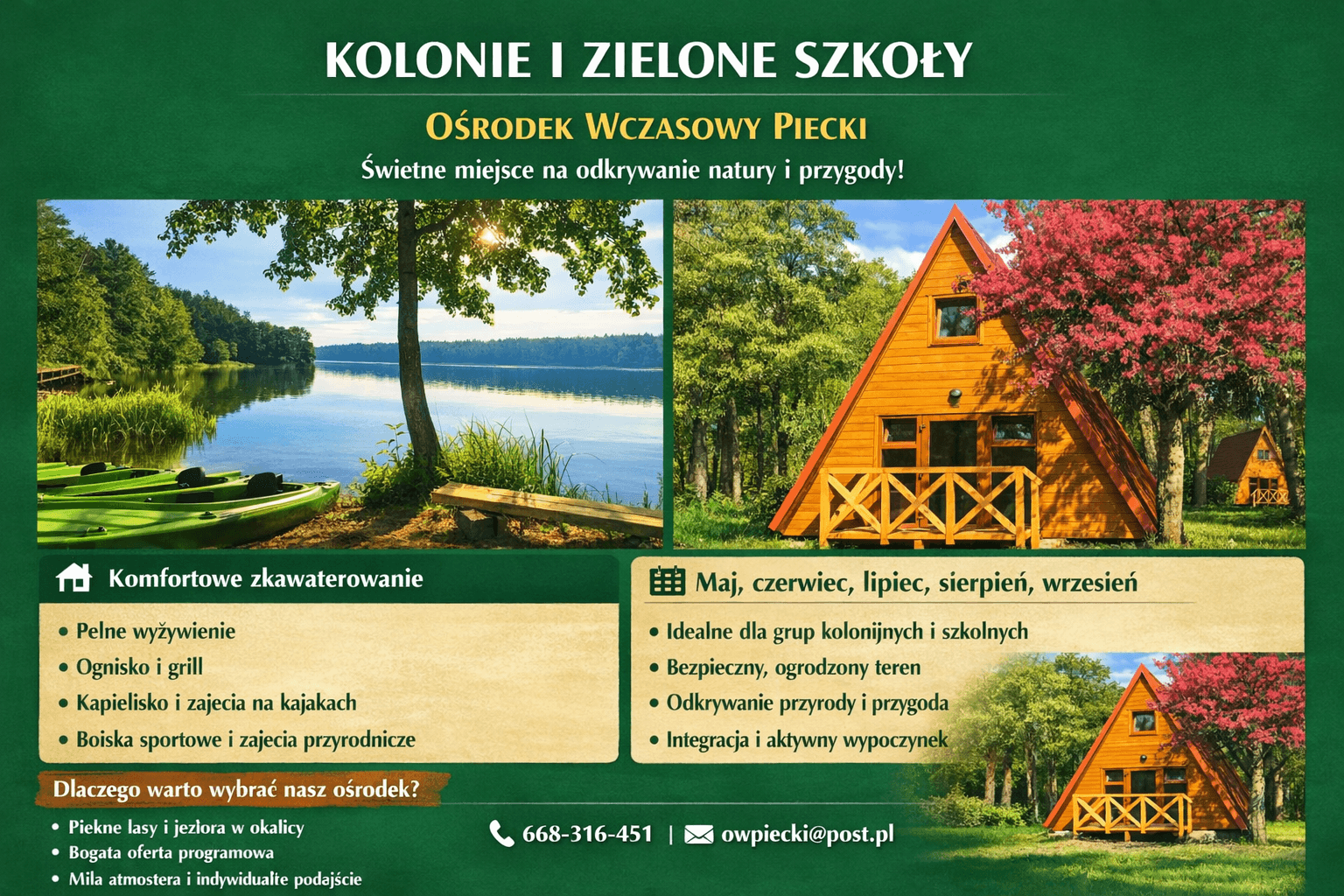 Kolonie letnie i zielone szkoły – Ośrodek Wczasowy Piecki na Mazurach