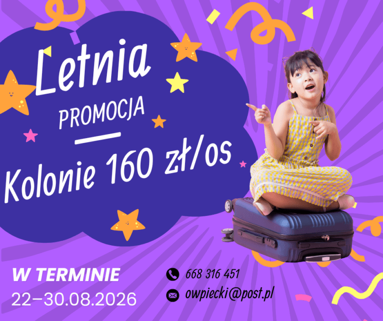 Zaproszenie na kolonie letnie w Ośrodku Wczasowym Piecki na Mazurach